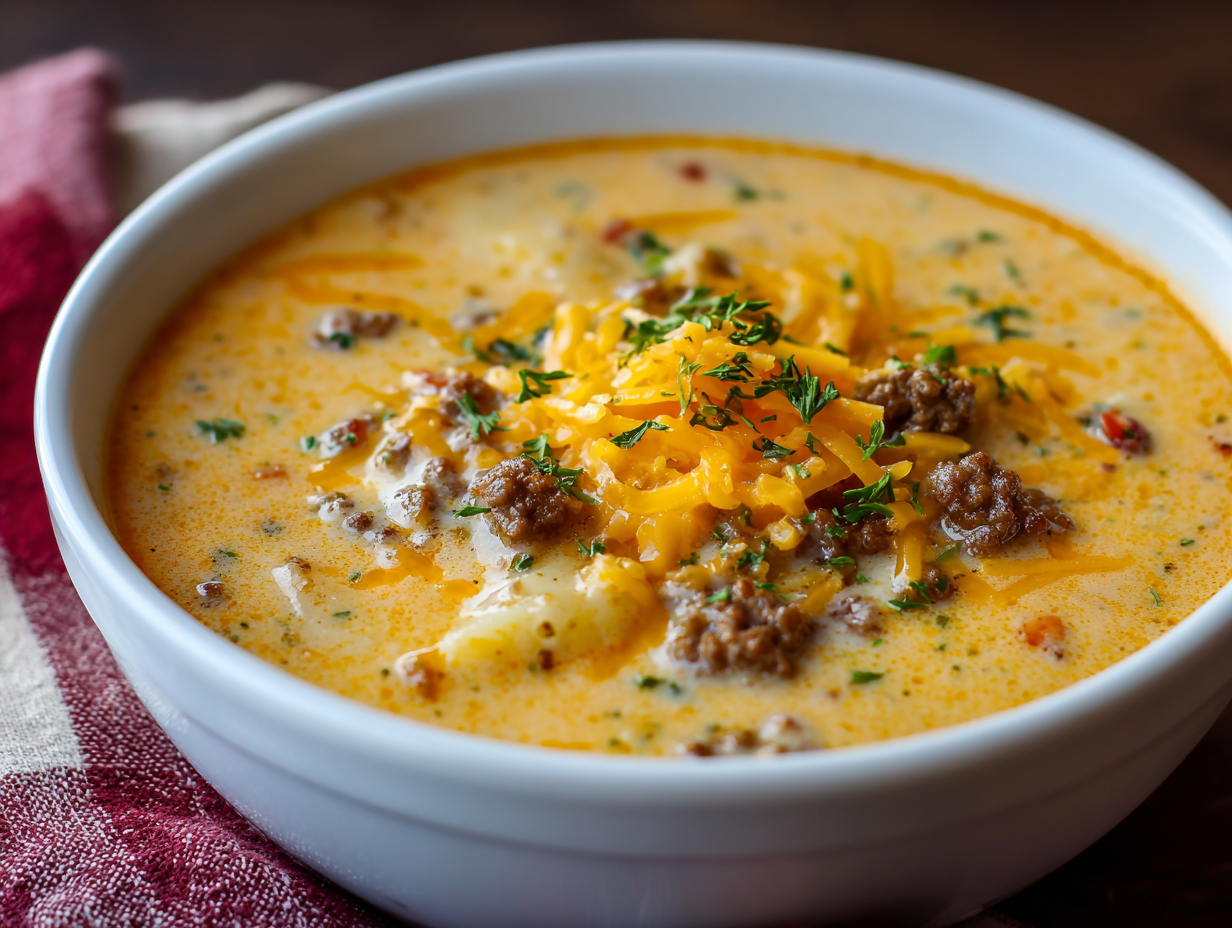 cheesy hamburger potato soup