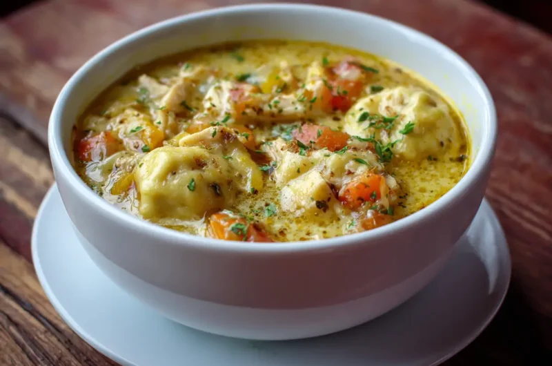 Homemade Chicken Dumpling Soup with Simple Ingredients