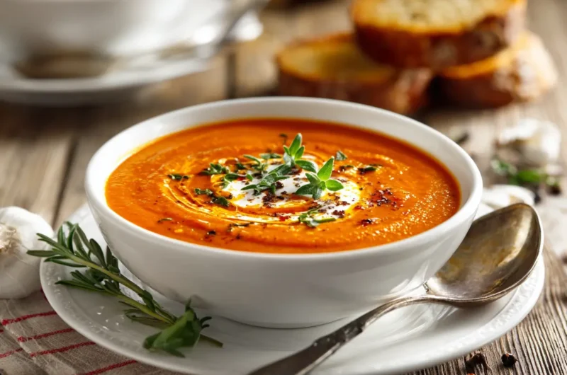 Homemade Tomato Bisque Soup with Fresh Tomatoes