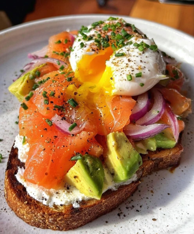Smoked Salmon Avocado Toast with Poached Egg