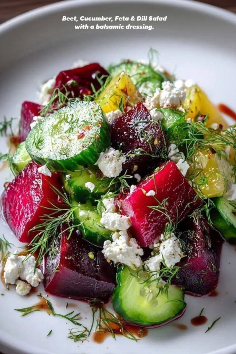 Beet, Cucumber, Feta & Dill Salad with Balsamic Dressing