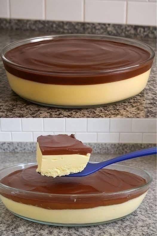 Creamy Vanilla Custard with Chocolate Ganache