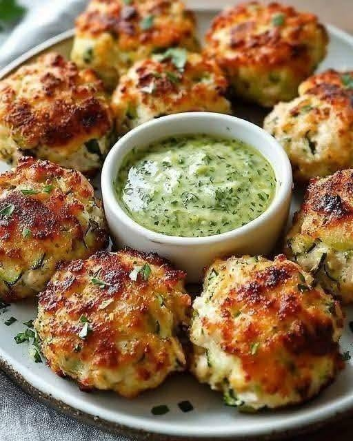 Cheesy Garlic Chicken Zucchini Bites