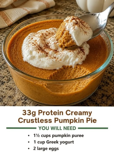 33g Protein Creamy Crustless Pumpkin Pie