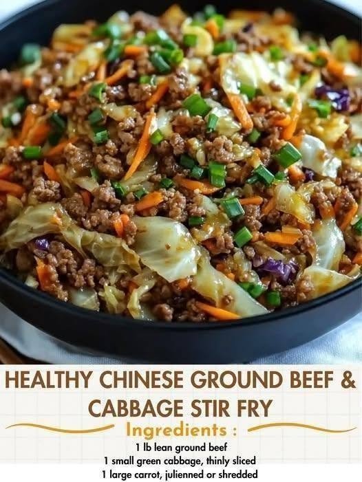 Healthy Chinese Ground Beef & Cabbage Stir-Fry