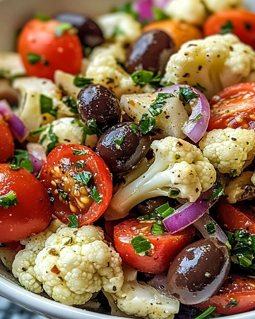 Mediterranean Marinated Cauliflower Salad