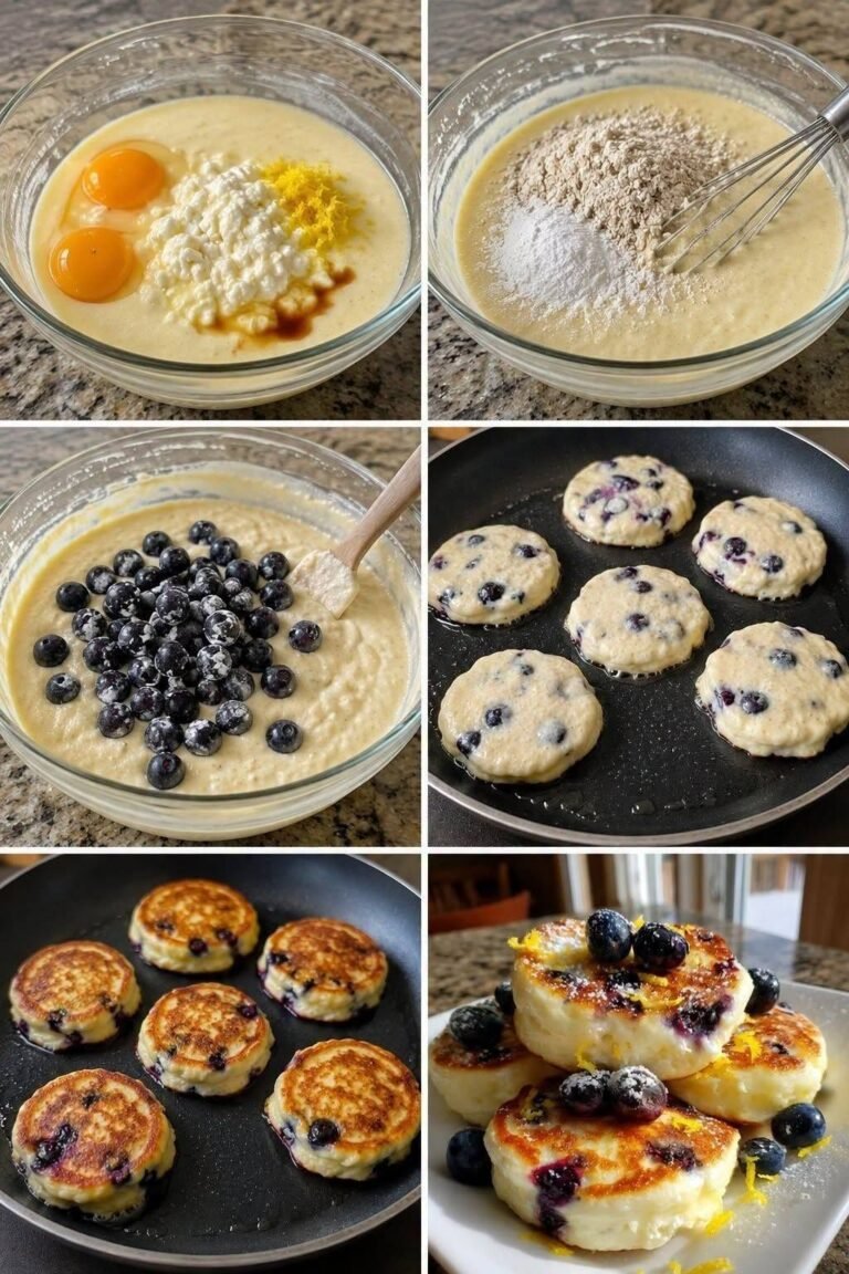 Blueberry Lemon Cottage Cheese Pancakes