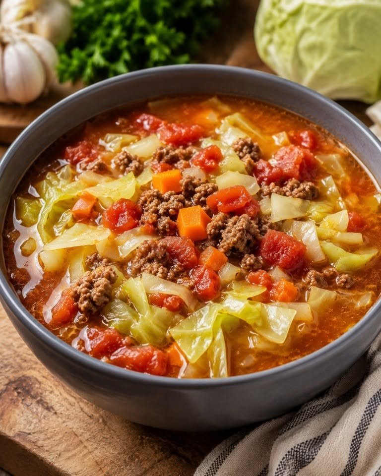 One-Pot Cabbage & Ground Beef Soup