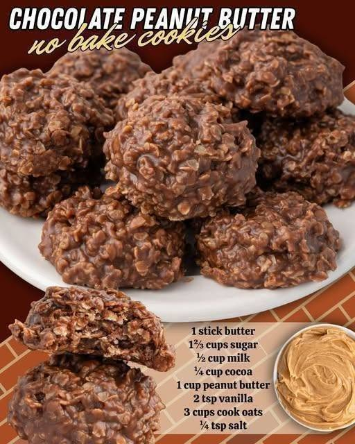 Chocolate Peanut Butter No-Bake Cookies
