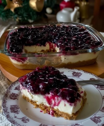 Blueberry Cheesecake Dessert (Tray-Bake / No-Bake Style)