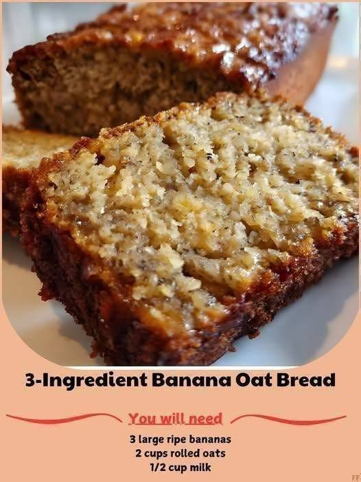 3-Ingredient Banana Oat Bread