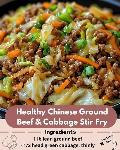 Healthy Chinese Ground Beef & Cabbage Stir Fry