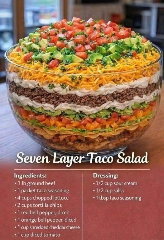 Seven Layer Taco Salad (Full Detailed Recipe)