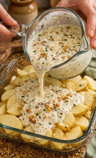 Creamy Garlic Parmesan Potato Casserole