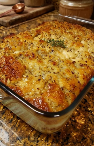 Cheesy Garlic Chicken & Rice Bake