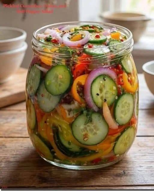 Mediterranean Cucumber Pepper Pickled Salad