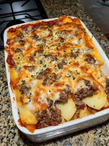 Cheesy Ground Beef & Potato Casserole
