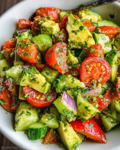 Cucumber Tomato Avocado Salad