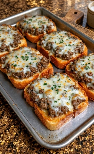 Cheesy Ground Beef Toast