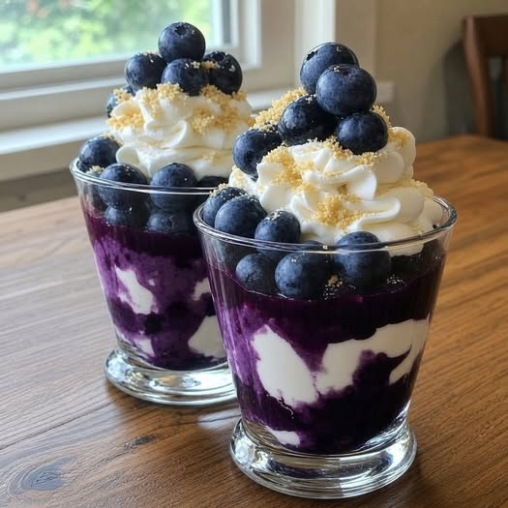 Blueberry Cheesecake Parfait with Almond-Flavored Whipped Cream