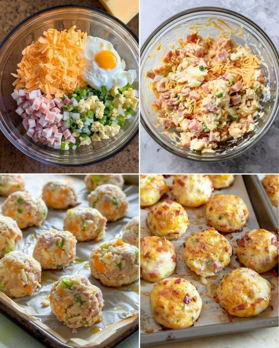 Baked Ham, Egg & Cheese Potato Balls