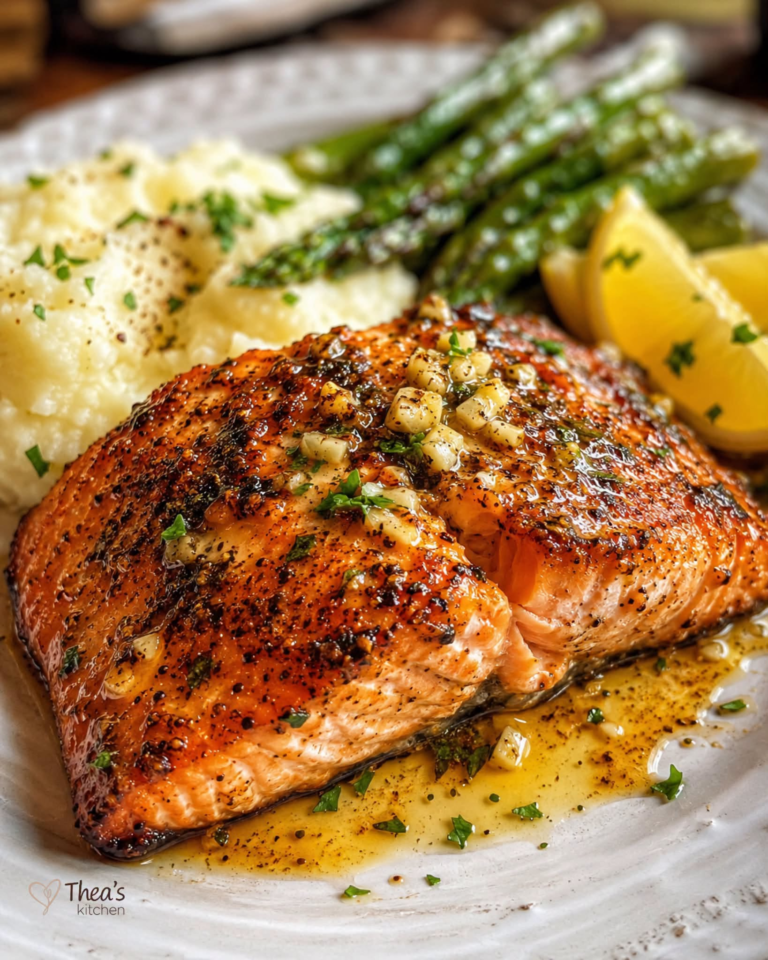 Garlic Butter Salmon with Asparagus & Potatoes