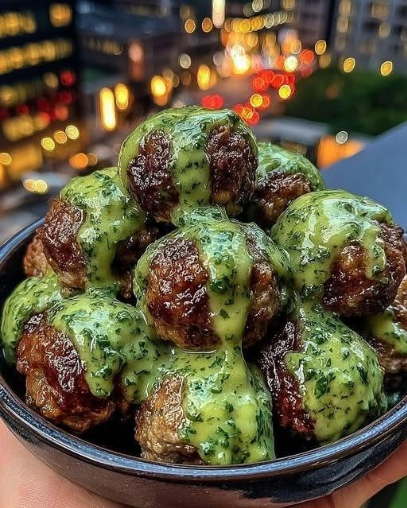 Spicy Honey Beef Meatballs with Cilantro Lime Sauce