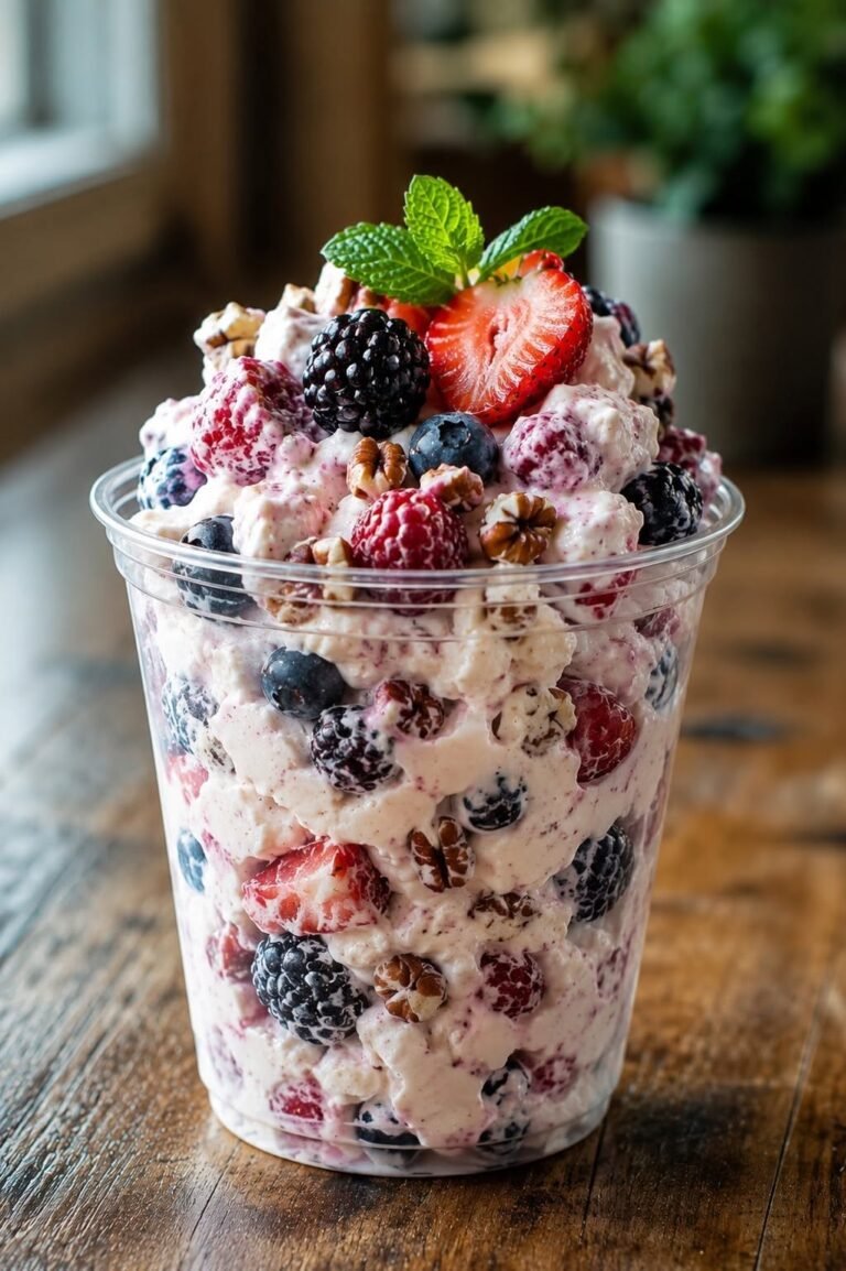 Low-Carb Triple Berry Cheesecake Salad