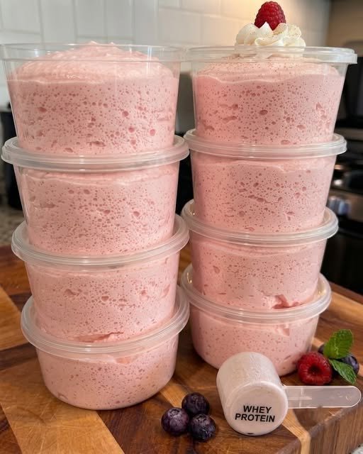 High-Protein Strawberry Cheesecake Fluff (Makes 8 cups)