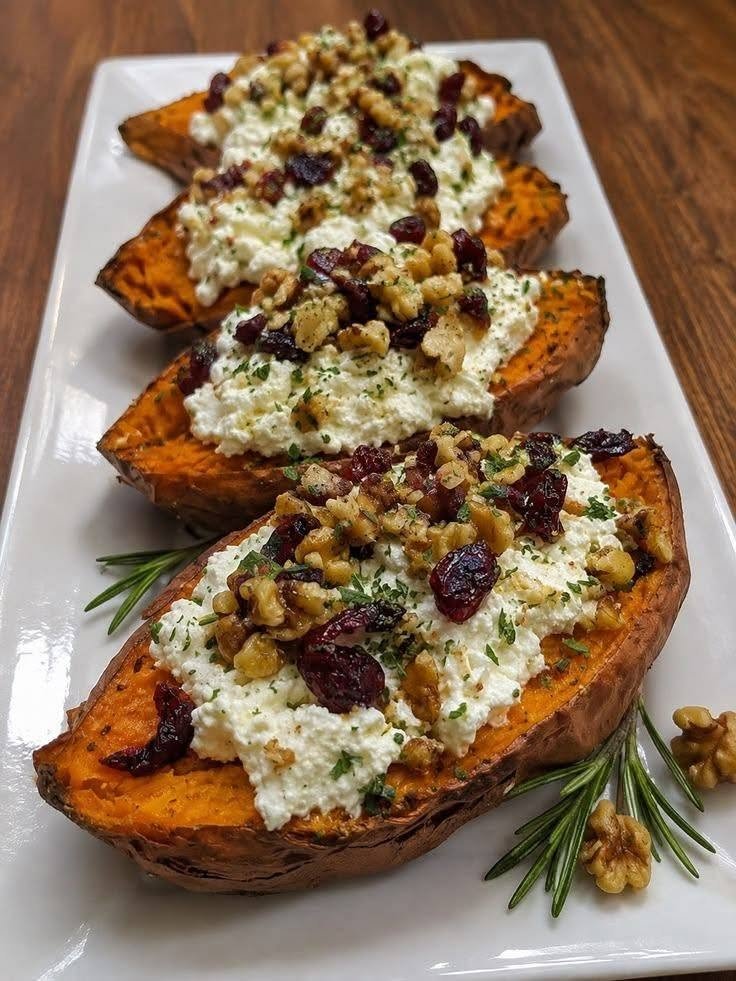 Loaded Roasted Sweet Potato Boats