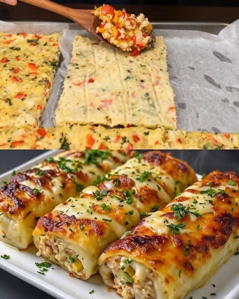 Cheesy Chicken & Vegetable Stuffed Rolls