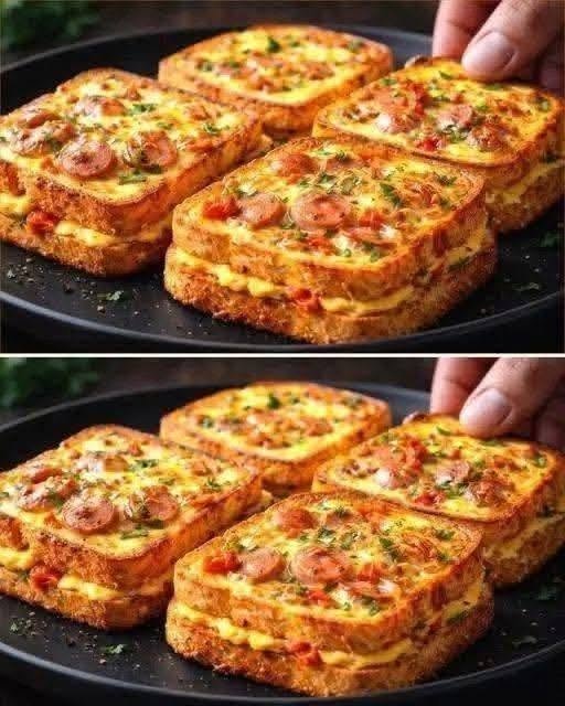 Crispy Cheesy Stuffed Pizza Toast