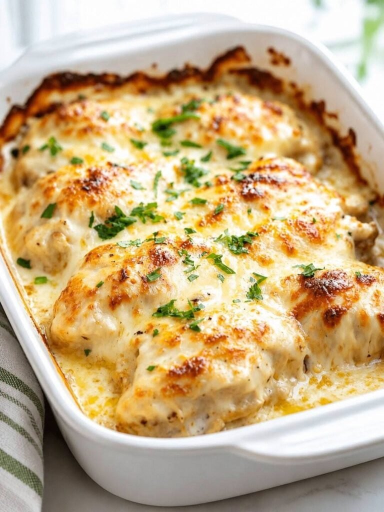 Creamy Garlic Parmesan Baked Chicken