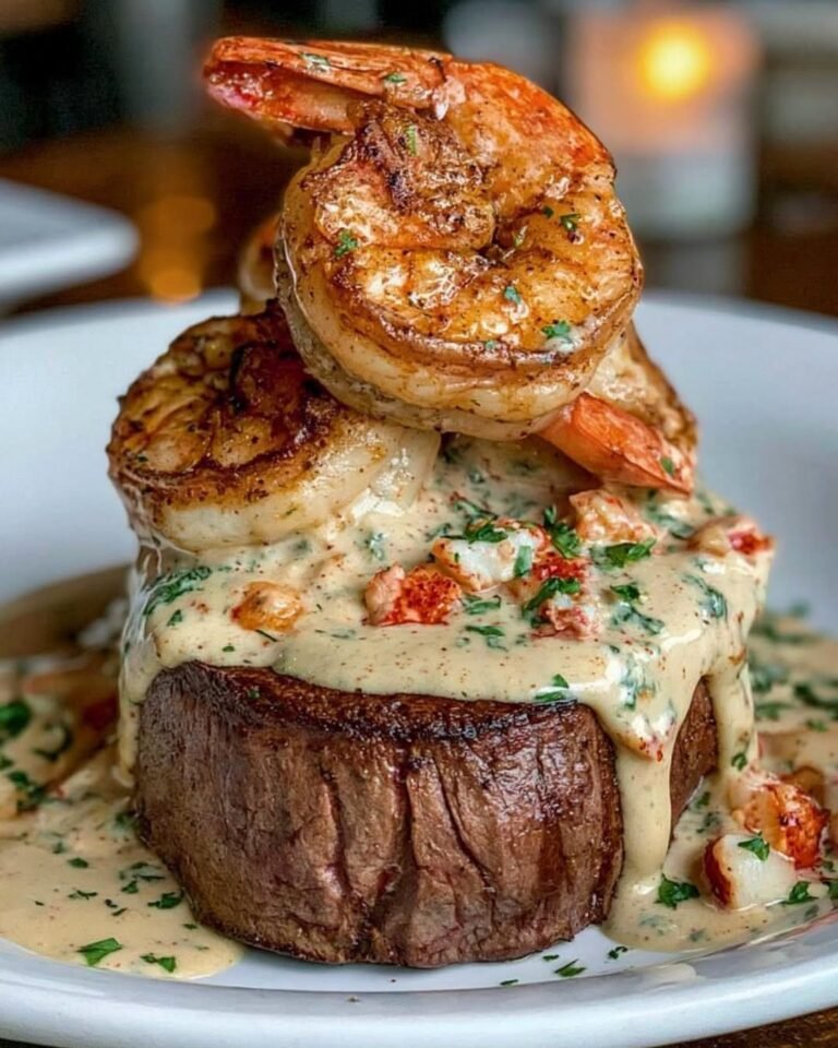 Filet Mignon with Shrimp & Lobster Cream Sauce