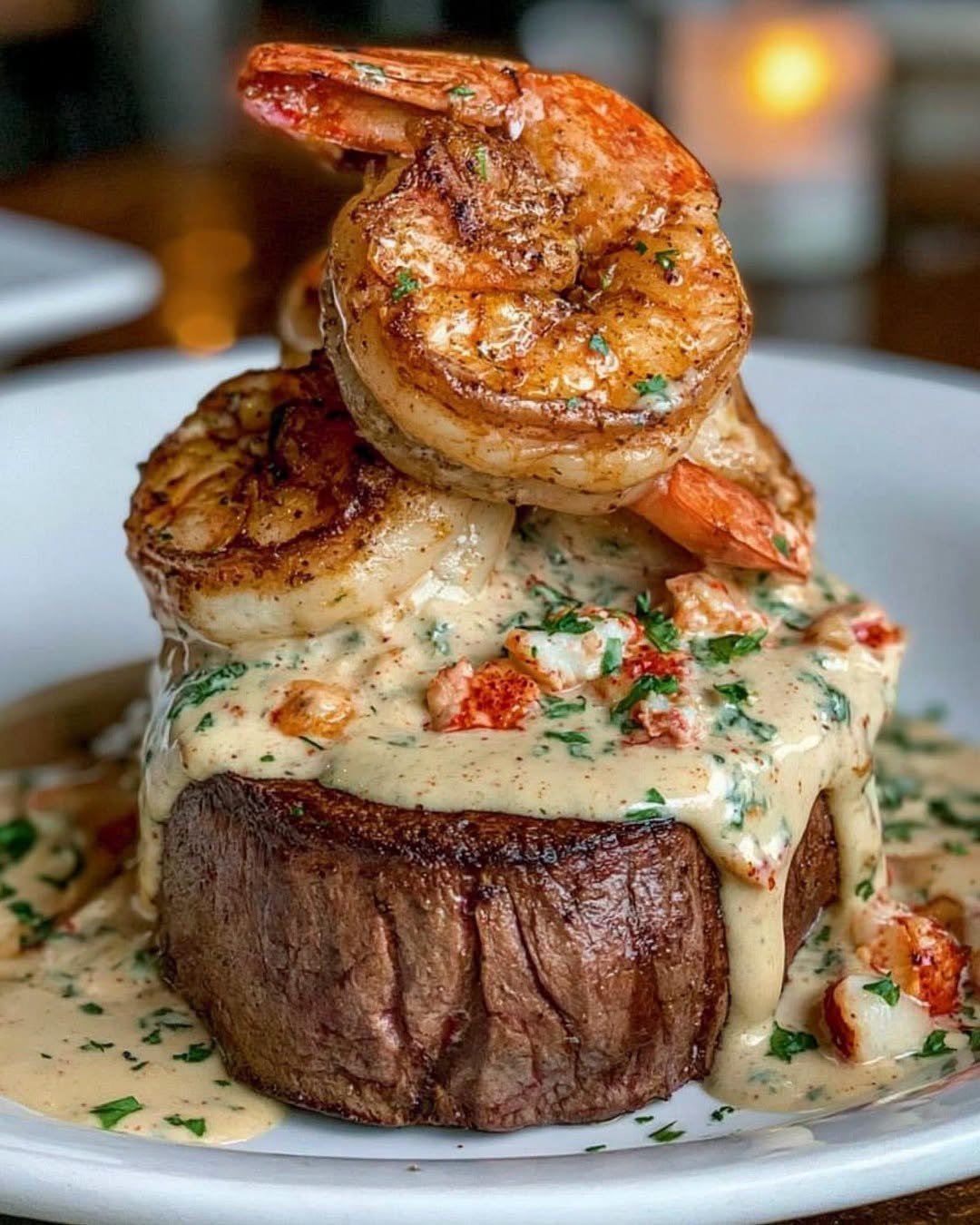 Filet Mignon with Shrimp & Lobster Cream Sauce