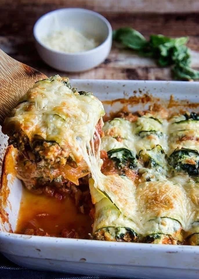 Zucchini Spinach Manicotti
