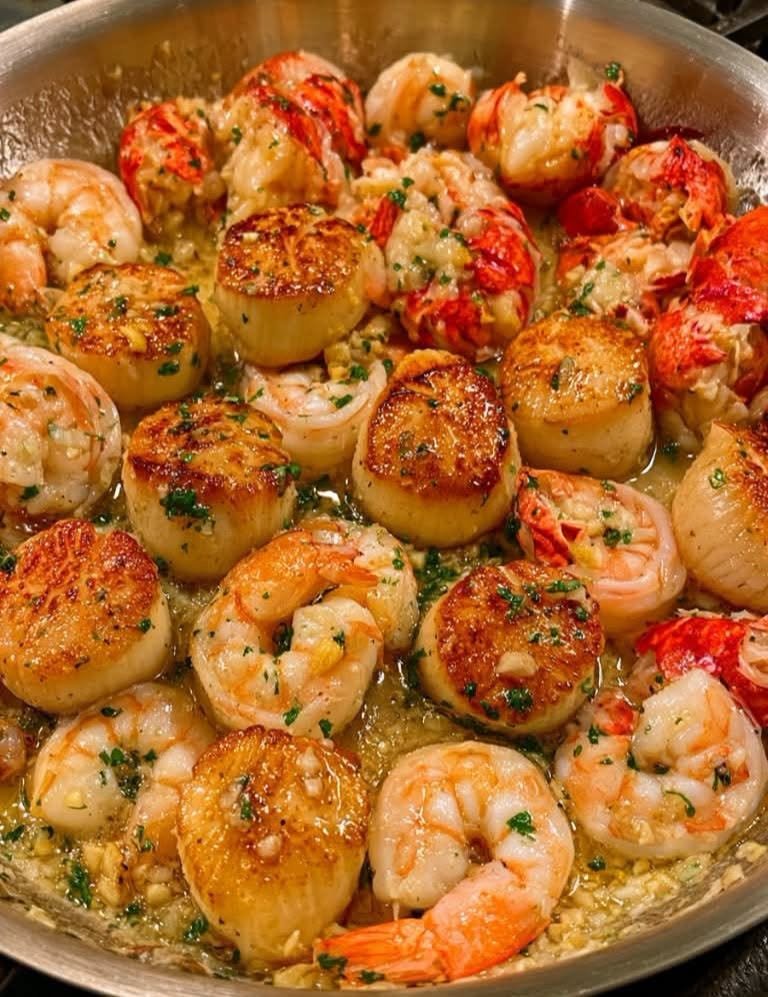 Garlic Butter Seafood Skillet
