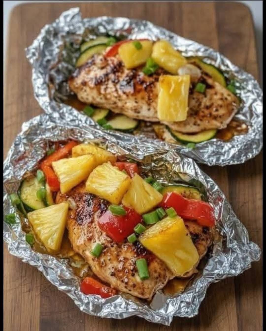 Pineapple BBQ Chicken Foil Packets