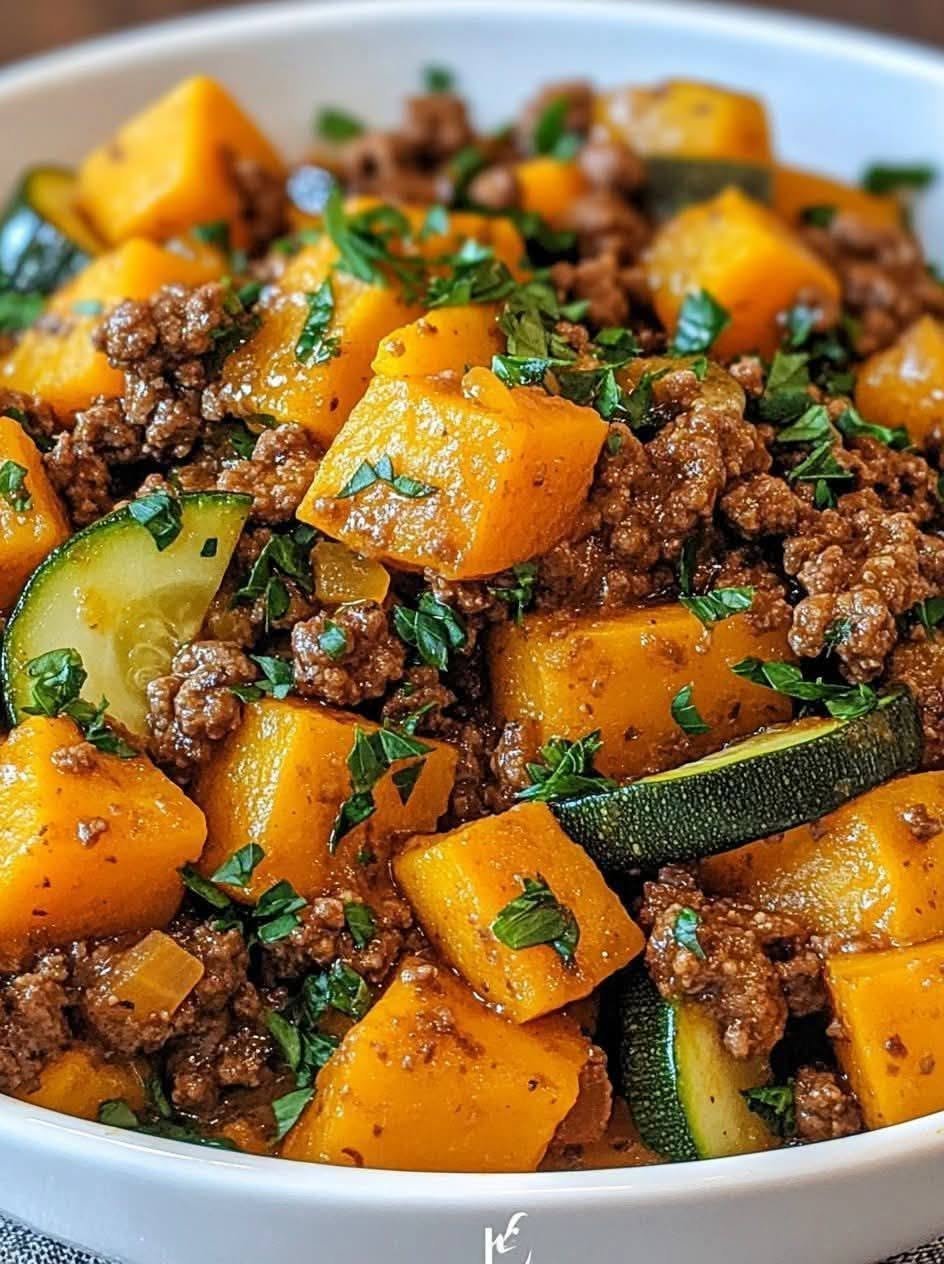 Smoky Paprika Ground Beef Skillet with Golden Sweet Potatoes & Tender Zucchini