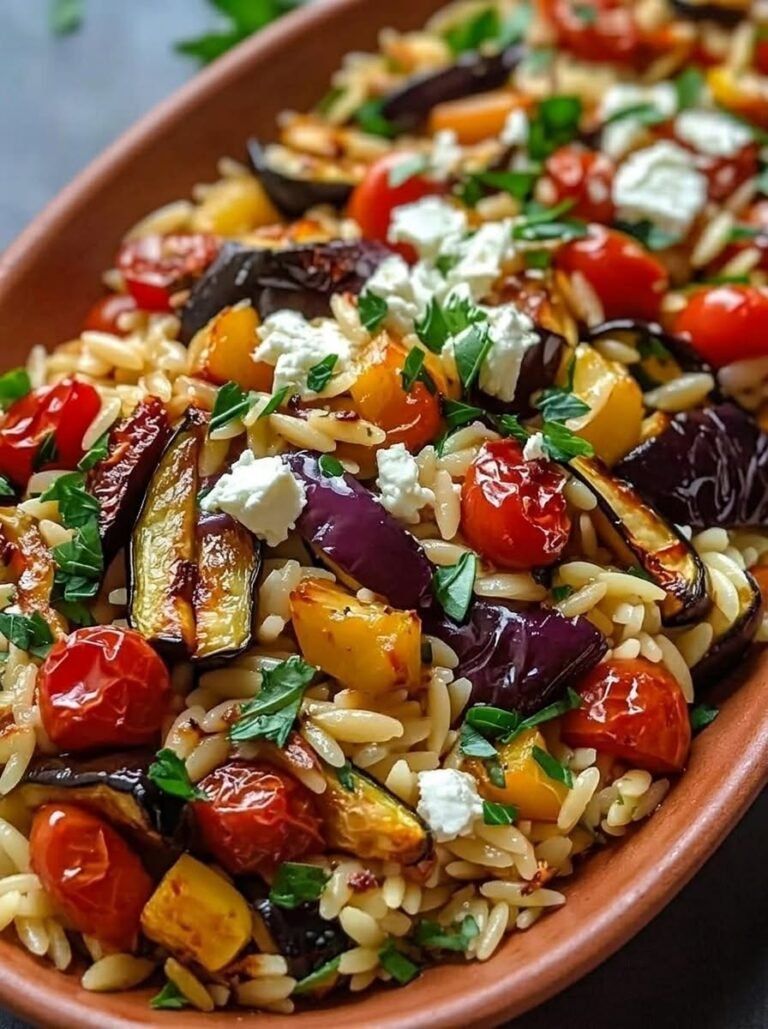 Roasted Vegetable & Orzo Salad with Feta 🥗