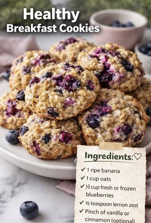Healthy Banana Blueberry Breakfast Cookies