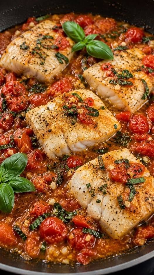 Mediterranean Tomato-Basil Cod
