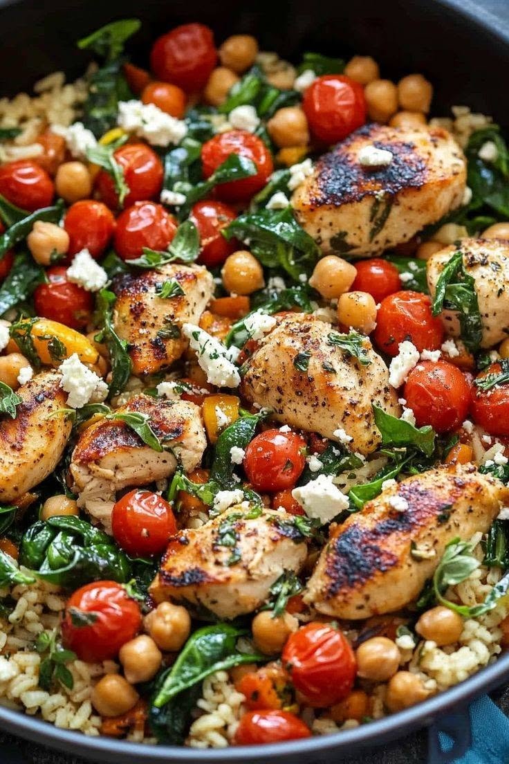 Greek Lemon Chicken & Spinach Orzo with Feta