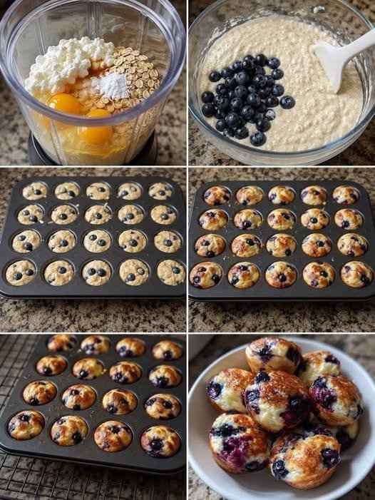 Fluffy Blueberry Cottage Cheese Pancake Bites