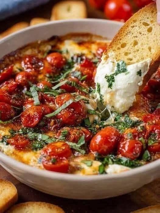 Baked Burrata with Roasted Cherry Tomatoes