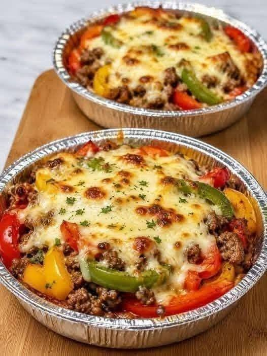 Cheesy Ground Beef & Pepper Bake