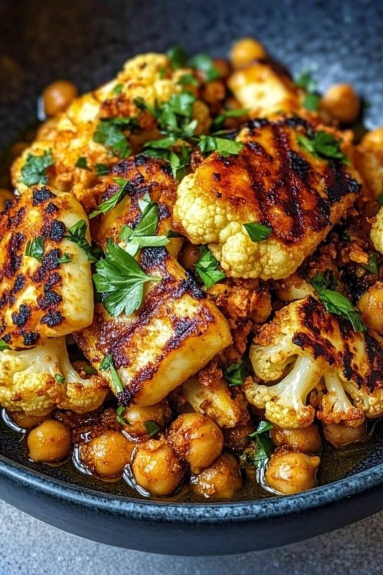 Roasted Cauliflower & Halloumi Warm Chickpea Bowl