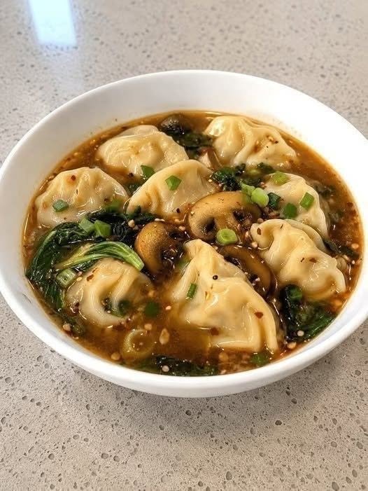 Spicy Dumpling & Mushroom Soup