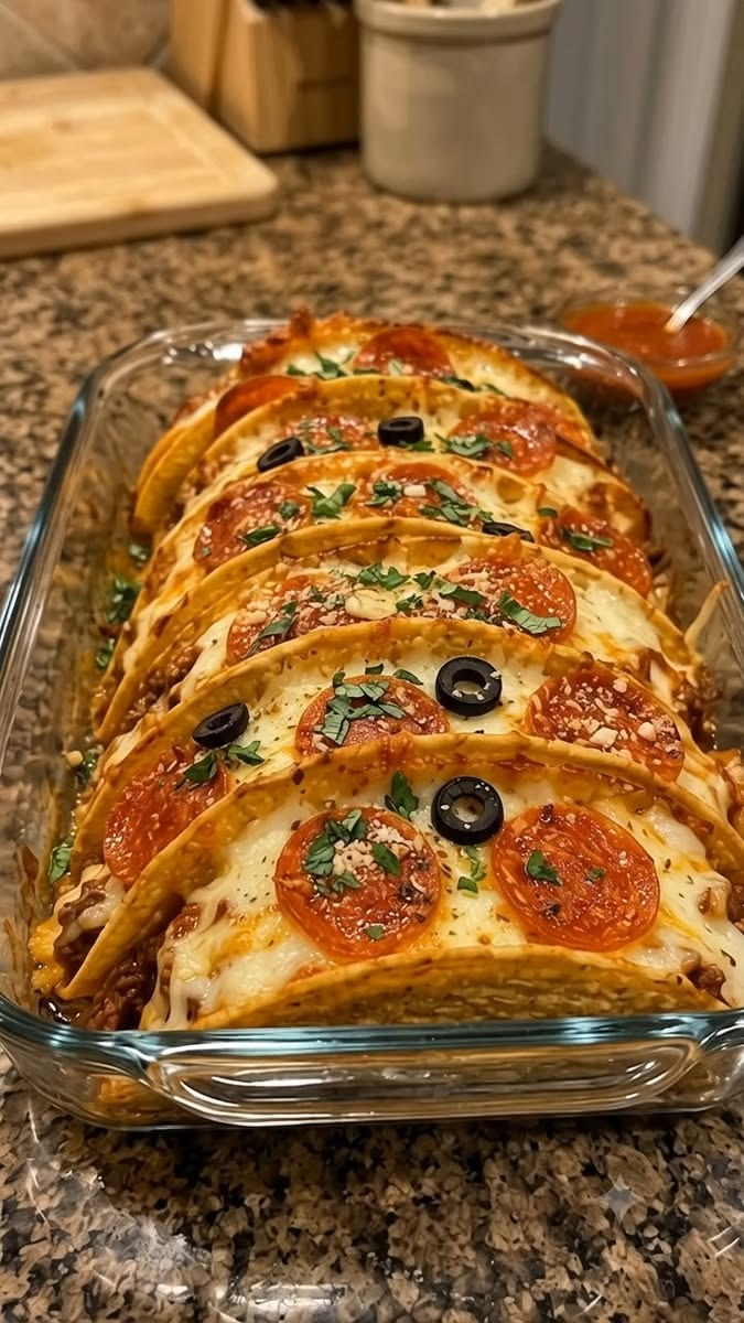 Cheesy Pepperoni Pizza Tacos