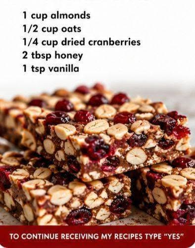 Almond, Oat & Cranberry Honey Bars
